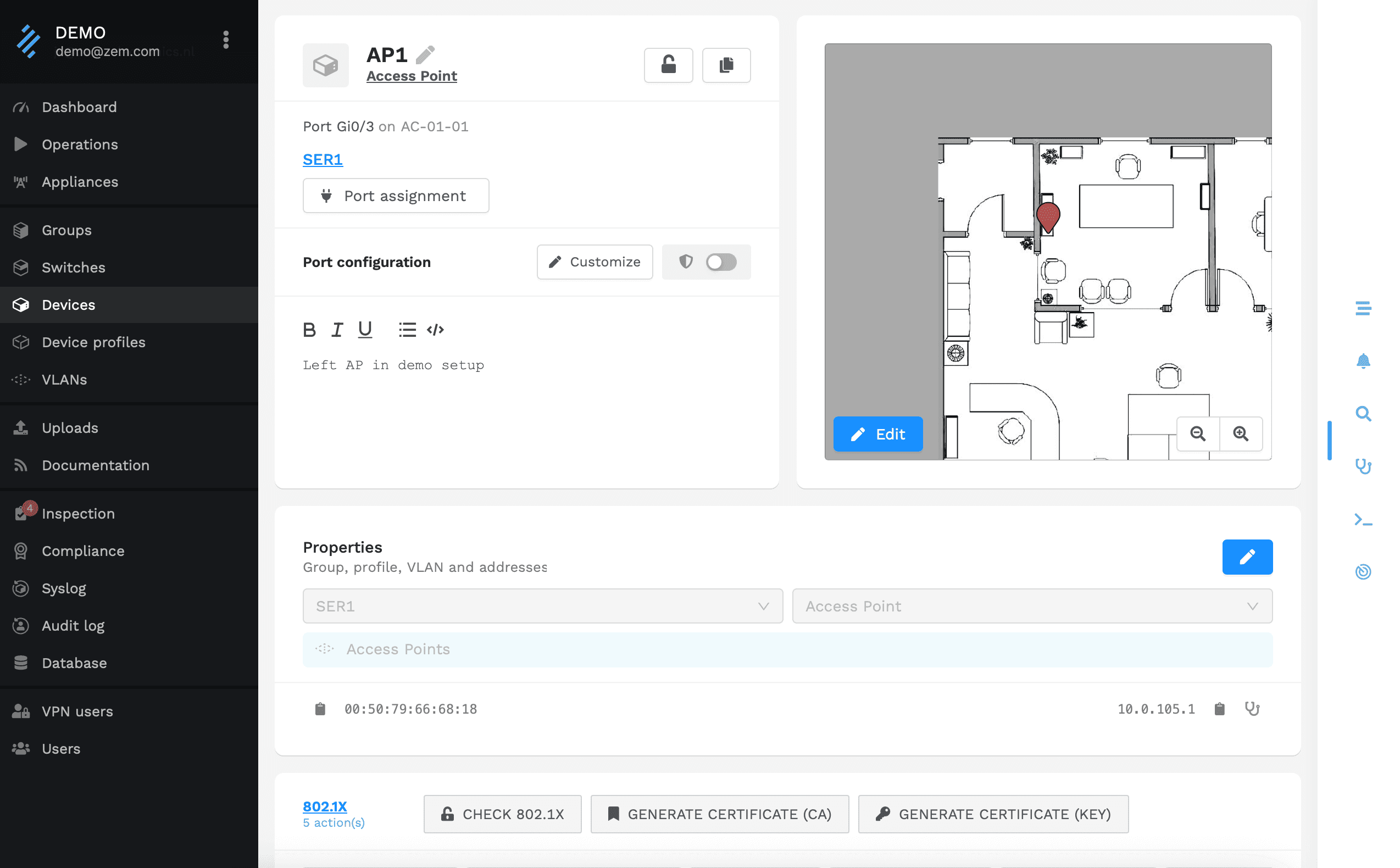 Device Overview Screenshot